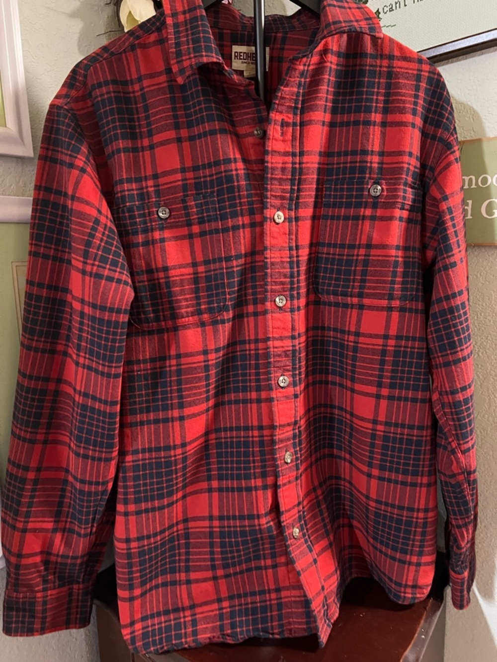 NWOT RedHead Red and Black Plaid Shirt Size Large #247